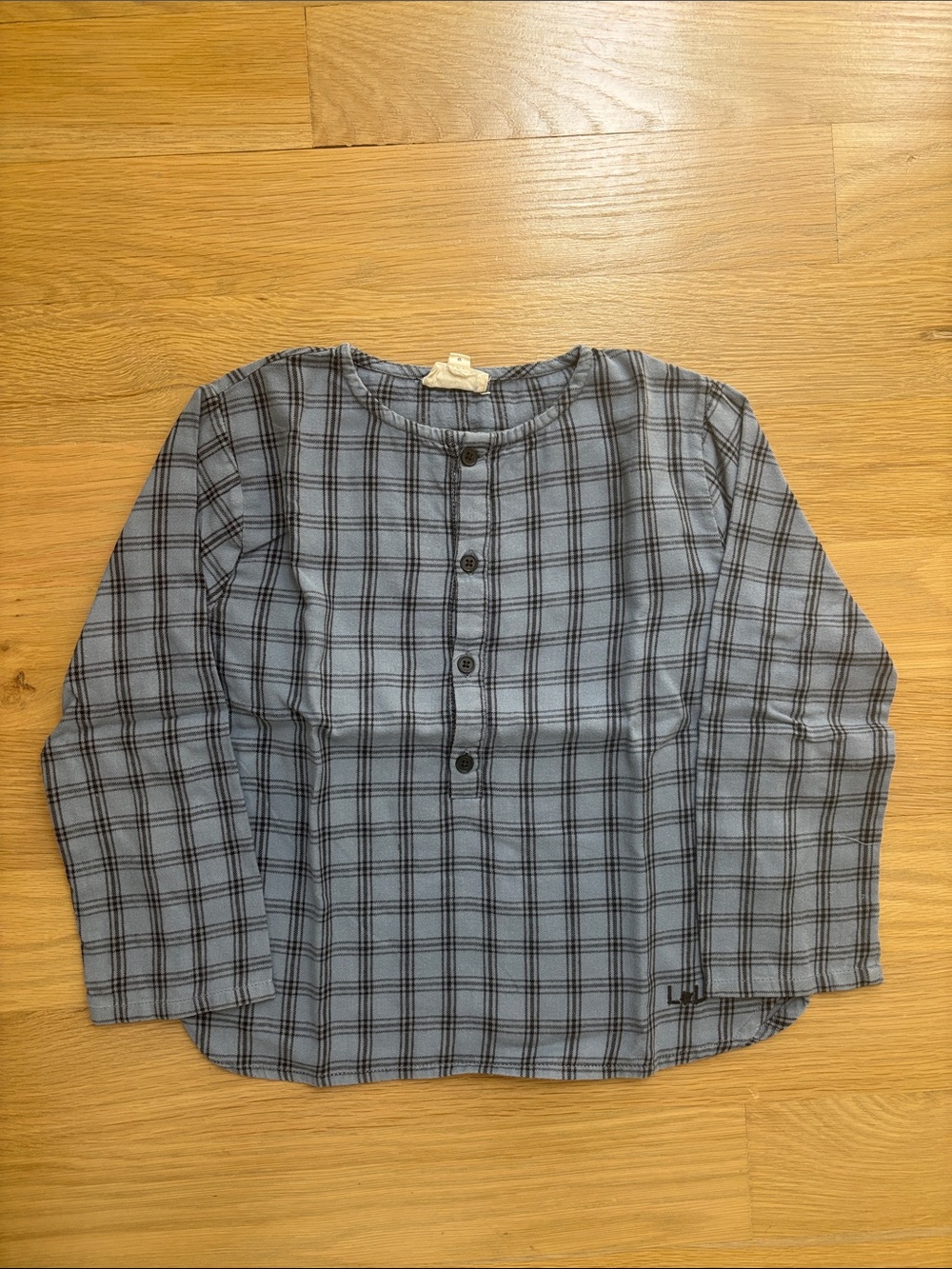 Kids Long-Sleeve Button-Up Shirt in Blue Plaid